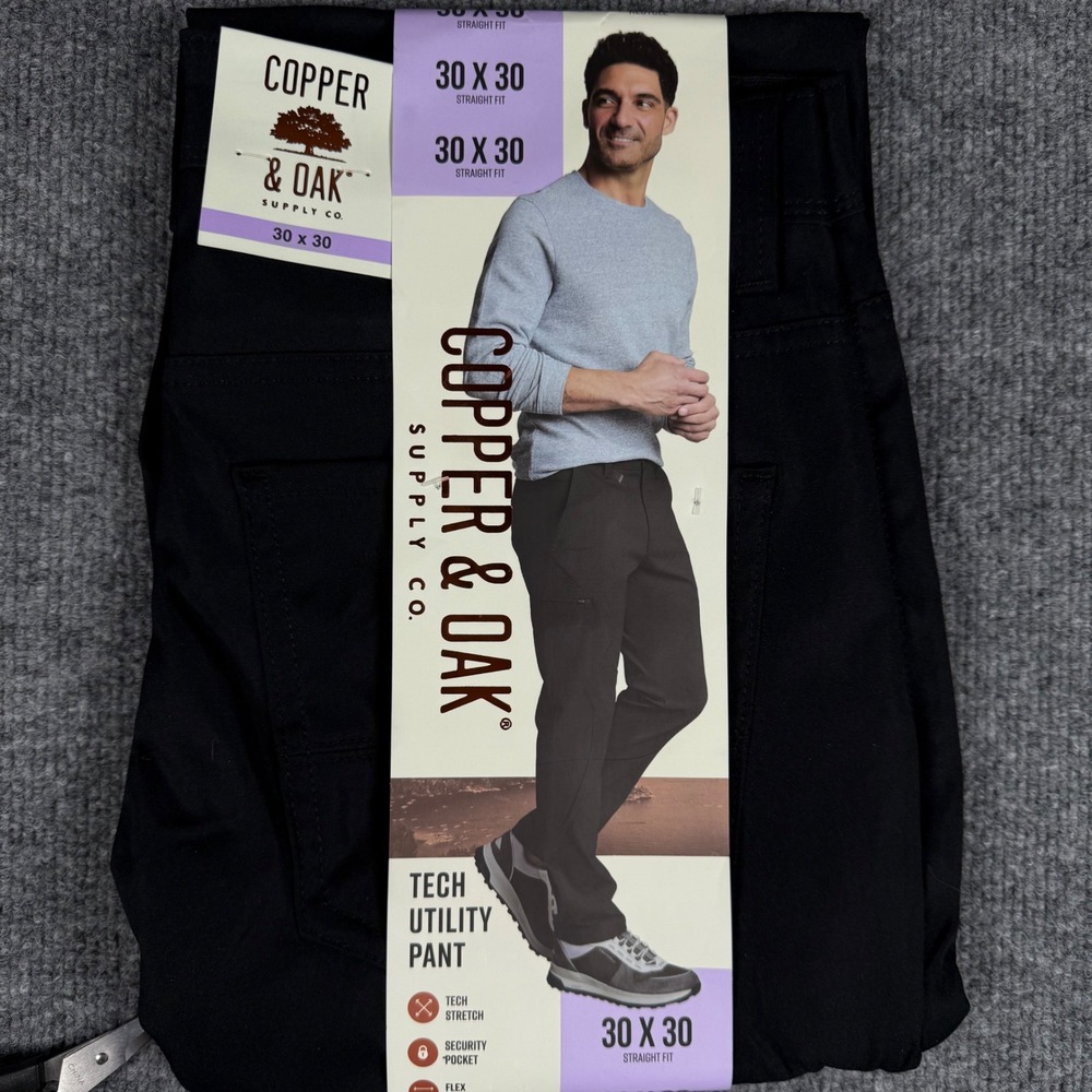 Tech Utility Cargo Straight Fit Pants Black 30x30 Workwear Activewear Minimalist